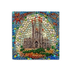 Mosaic Style Sagrada Familia Cathedral Barcelona Spain 3D Fridge Magnet