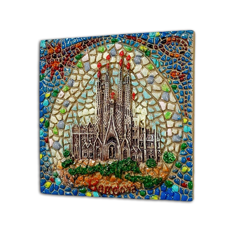 Mosaic Style Sagrada Familia Cathedral Barcelona Spain 3D Fridge Magnet - Image 3