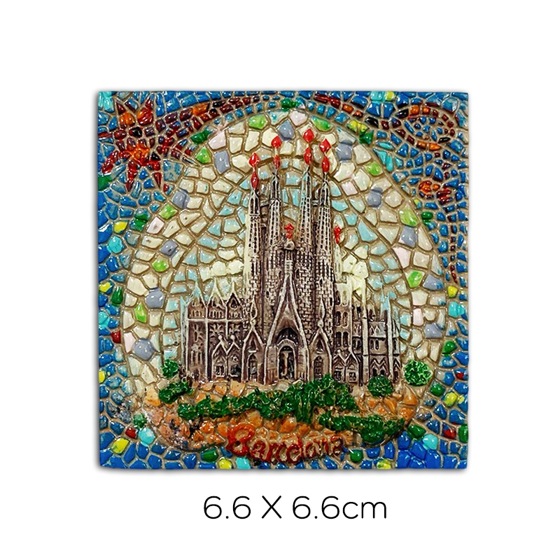 Mosaic Style Sagrada Familia Cathedral Barcelona Spain 3D Fridge Magnet - Image 4