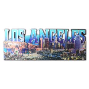 Double Layer Wooden Shiny 3D Los Angeles City Travel Souvenir Fridge Magnet, California,USA