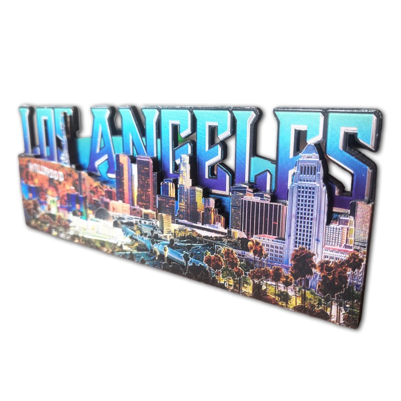 Double Layer Wooden Shiny 3D Los Angeles City Travel Souvenir Fridge Magnet, California,USA - Image 2