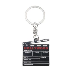 Metal Hollywood Movie Themed Clapperboard Keychain Mini Clap Stick Key Ring gift