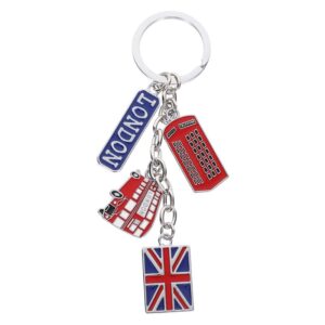 3D metal London Souvenir Keychain, UK Union Jack Flag Telephone Booth Keychain