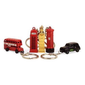 London Souvenir Gift - British Cultural Icons Landmark Die-cast Keychain Keyring - Small Metal Miniature Model