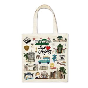 City-Themed Travel Souvenirs Canvas Tote Bag of Los Angeles