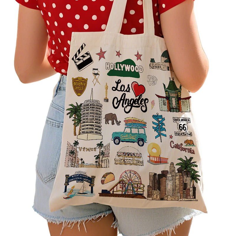 City-Themed Travel Souvenirs Canvas Tote Bag of Los Angeles - Image 2
