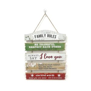 Family Rules Wall Decor,Family Positive Words Wooden Plaques, Grateful Sign Wooden Wall Art set For Bathroom Living room Home Decor