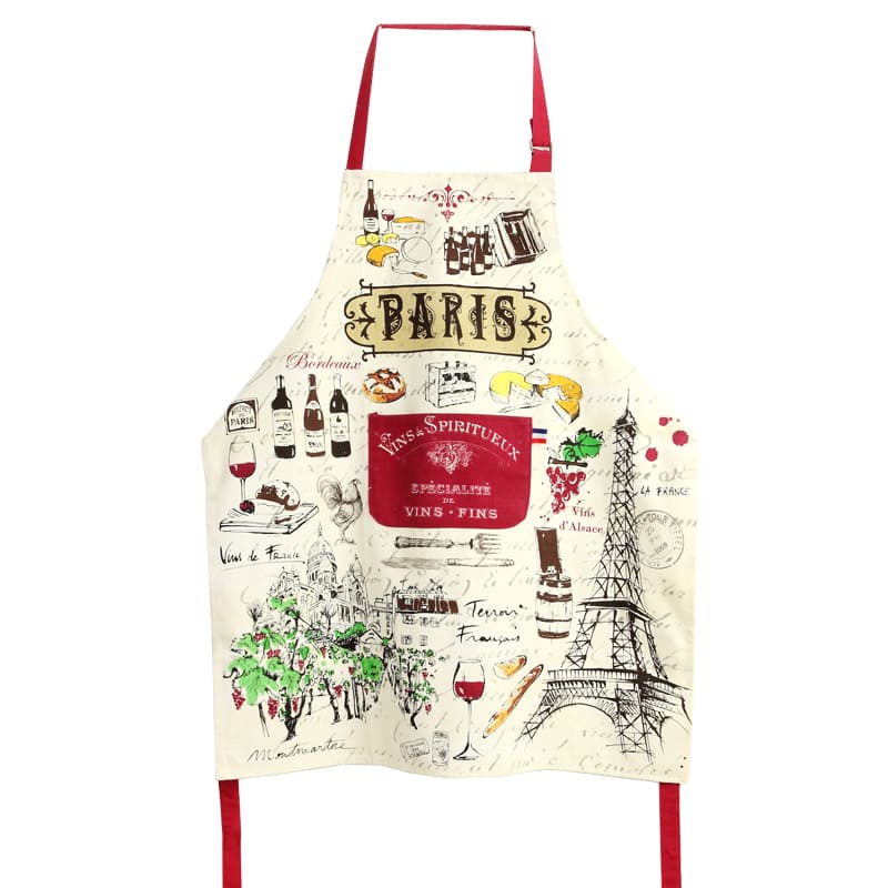 Customized 100% Cotton France Paris Apron with Pocket, Paris Souvenirs & Travel Gift Apron