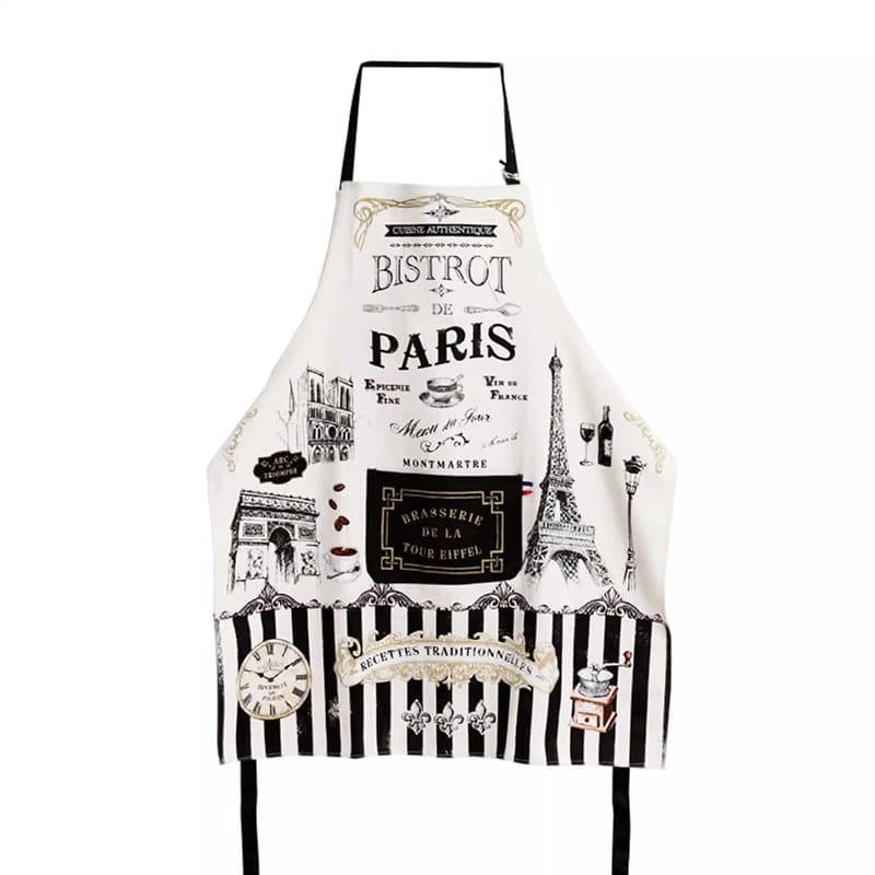 Customized 100% Cotton France Paris Apron with Pocket, Paris Souvenirs & Travel Gift Apron