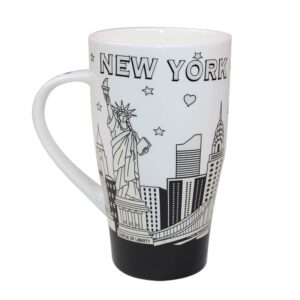 NEW YORK TALL COFFEE MUG WHITE AND BLACK, NEW YORK Tea Coffee Cup