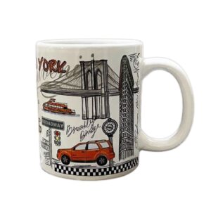 Collection of illustrations featuring New York, USA elements, Tea milk coffee mug
