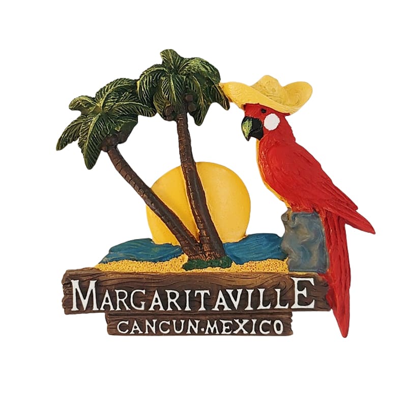 Mexico Cancun Creative Hat Parrot Travel Souvenir 3D Color Painting Home Decor Magnetic Fridge Magnet - Image 2