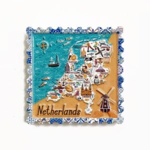 Netherlands Tourism 3D Map of Landmarks Fridge Magnet