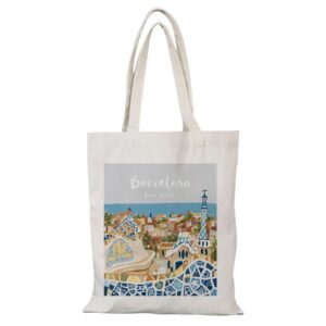 Barcelona Spain theme Customized Tote bag with Zip Closure & Inner Pocket