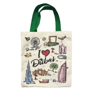 Dubai city UAE Customized Tote bag with Zip Closure & Inner Pocket