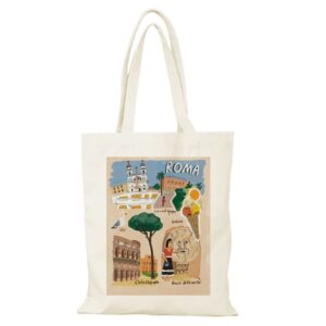 Italy theme Customized Tote bag with magnetic snap & Inner Pocket