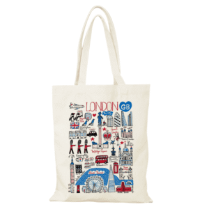 London England theme Customized Tote bag with Zip Closure & Inner Pocket