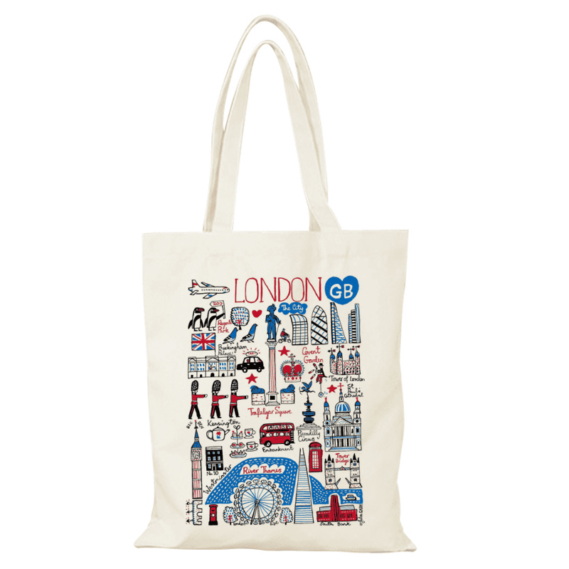 London England theme Customized Tote bag with Zip Closure & Inner Pocket