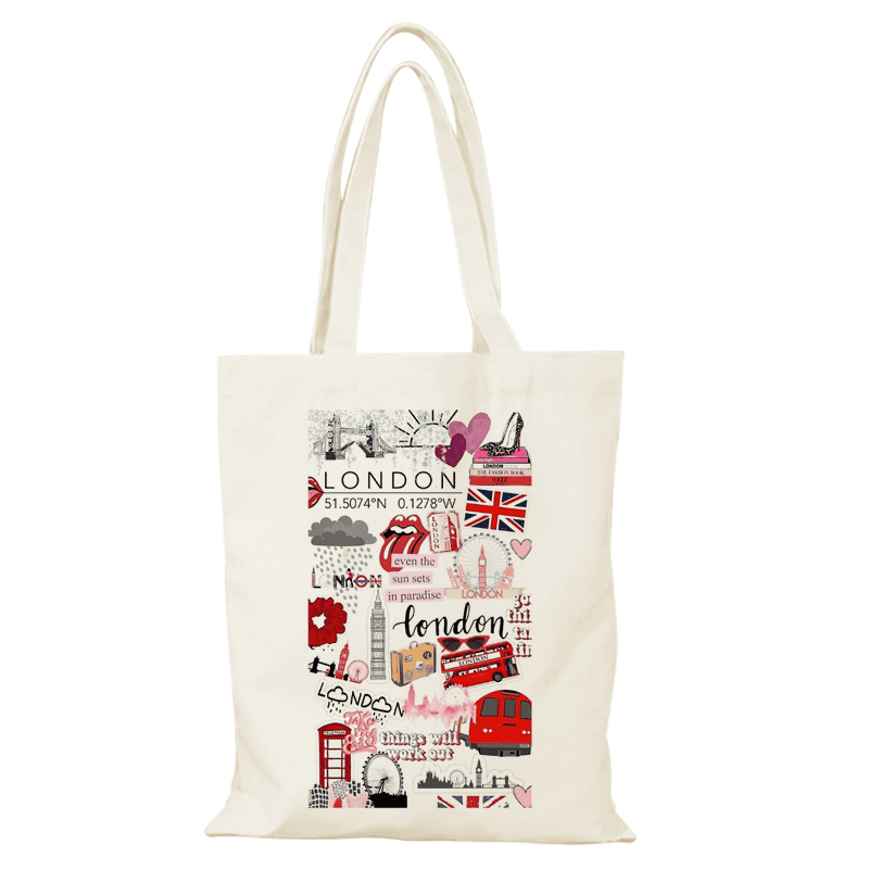 London England theme Customized Tote bag with Zip Closure & Inner Pocket - Image 2