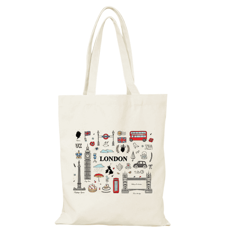 London England theme Customized Tote bag with Zip Closure & Inner Pocket - Image 3