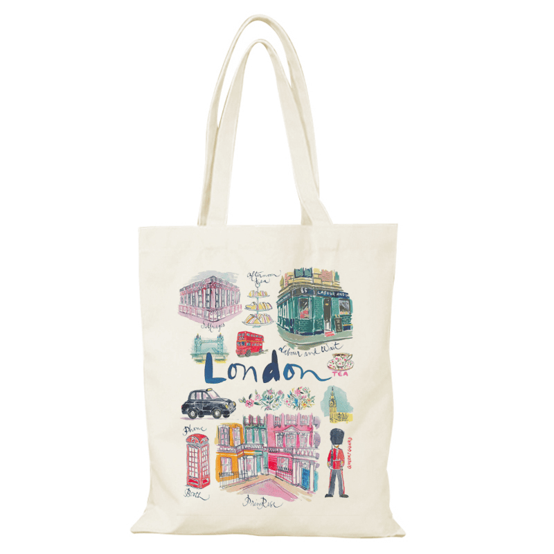 London England theme Customized Tote bag with Zip Closure & Inner Pocket - Image 4