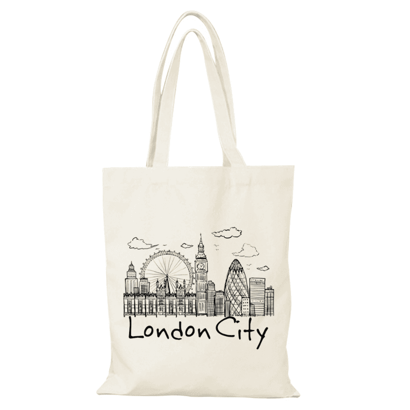 London England theme Customized Tote bag with Zip Closure & Inner Pocket - Image 5