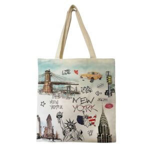 New York city USA Customized Tote bag magnetic snap & Inner Pocket