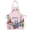 Customized Canvas France Paris Apron with Pocket, Paris Souvenirs & Travel Gift Apron