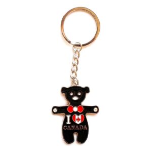 CANADA Cute Bear & Key Series Metal 3D Souvenir Keychain, Key Ring Chain
