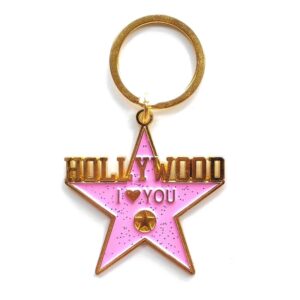 Hollywood Movie Star Themed Pink Keychain, Key Ring gift