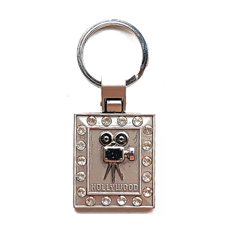 HOLLYWOOD Key & Heart Star Square Metal 3D Souvenir Keychain with Rhinestones - Image 4