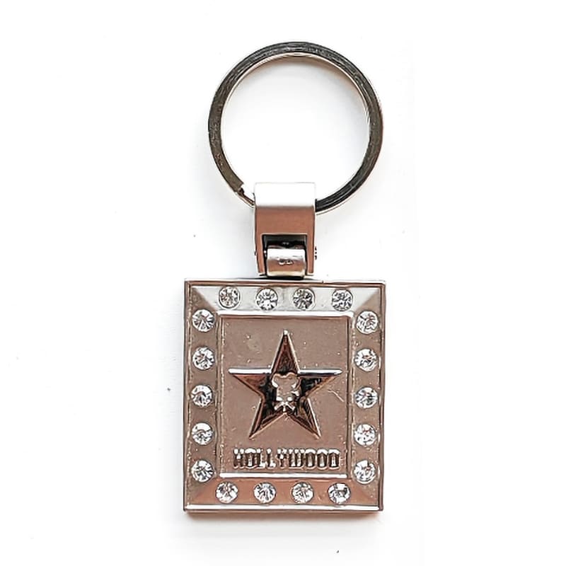 HOLLYWOOD Key & Heart Star Square Metal 3D Souvenir Keychain with Rhinestones - Image 5