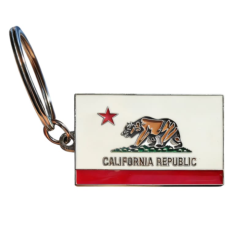Flag of California Electroplated metal Keychain with California Bear