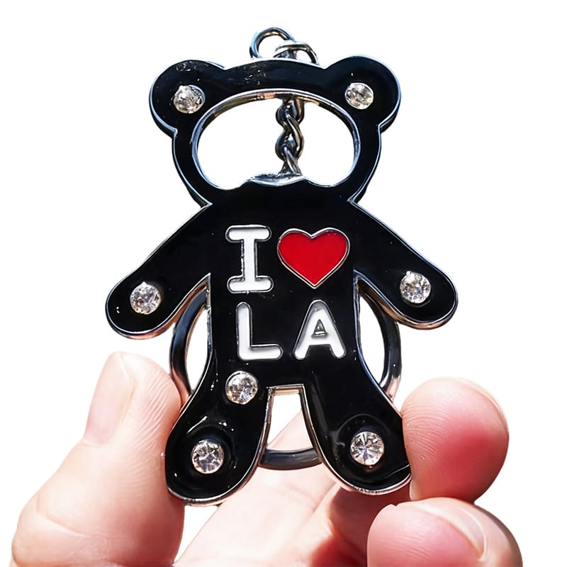 LOS ANGELES Bear Metal 3D Souvenir & Bottle opener Keychain with Rhinestones - Image 3