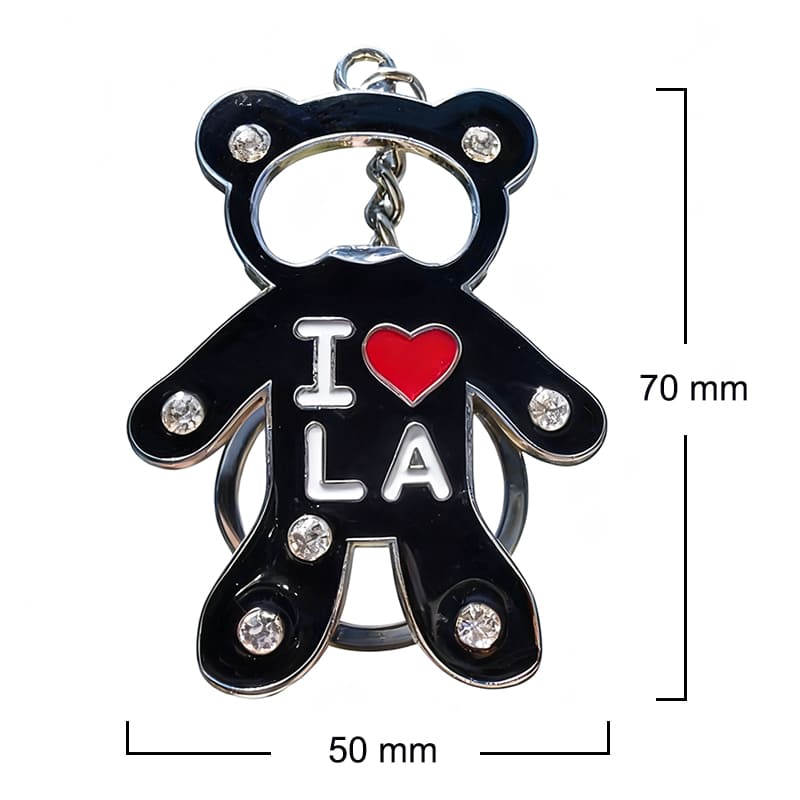 LOS ANGELES Bear Metal 3D Souvenir & Bottle opener Keychain with Rhinestones - Image 5