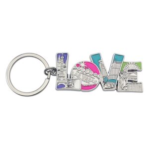 LOVE of Las Vegas Electroplated metal Keychain, Key Ring Chain