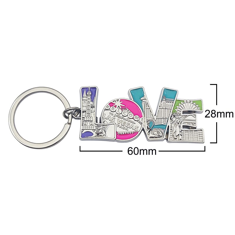 LOVE of Las Vegas Electroplated metal Keychain, Key Ring Chain - Image 4