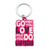 Las Vegas Words Pink Red colored metal Keychain, Key Ring Chain