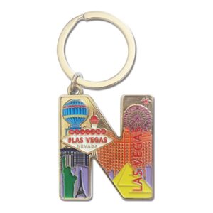 24 Letters of Las Vegas Electroplated metal Keychain, Key Ring Chain