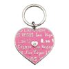 LAS VEGAS Pink Heart Metal Souvenir Keychain, key ring chain with Rhinestone