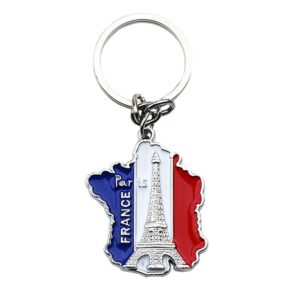 France Paris Series Metal 3D Souvenir Keychain, Key Ring Chain