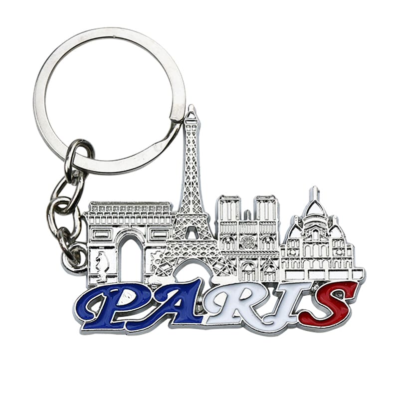 France Paris Series Metal 3D Souvenir Keychain, Key Ring Chain