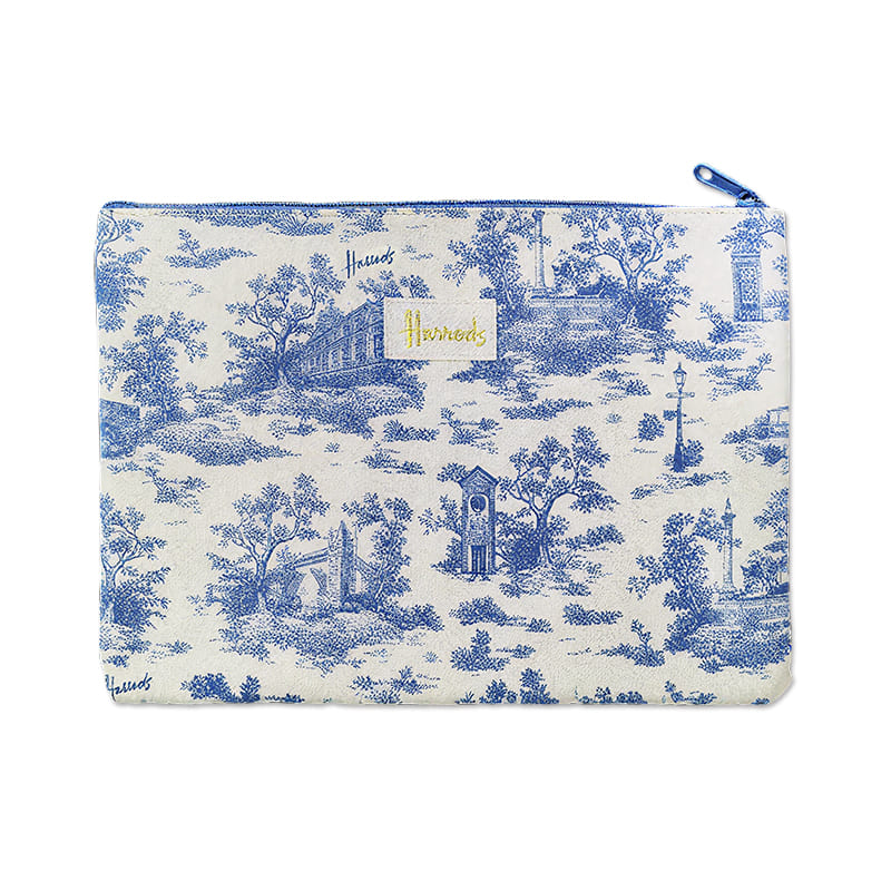 Fashion Blue pattern London Canvas Souvenir Zipper pouch Travel Cosmetic Bag