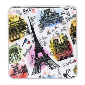 Girls & Women Fashion Elegant Paris Souvenir Rectangle Travel Mirror, Hand Mirror,Cosmetic Makeup Compact Mirror