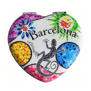Girls & Women Fashion Spain Barcelona Souvenir Rectangle Travel Mirror,Heart-shaped folding makeup mirror
